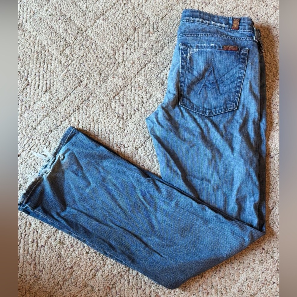 7 For All Mankind Blue Straight Jeans